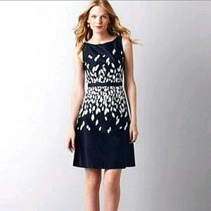 Loft Navy polished Cotton Dress